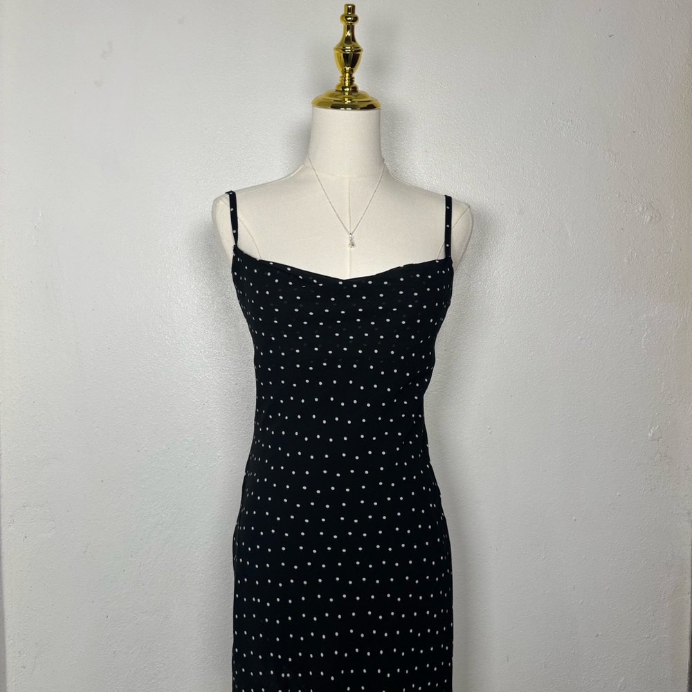 jessica simpson y2k‎ 2000s black & white polkadot dress ruffle asymmetrical chic